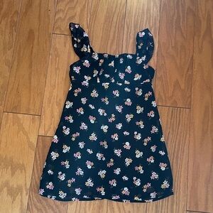 Art Class Floral Kids Dress - Black and Pink